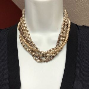 Napier 5 Strand Pearl Gold Short Necklace
